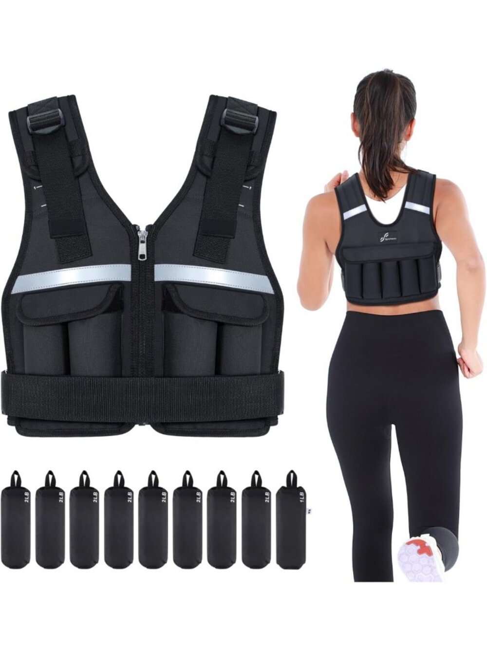 Adjustable Weighted Vest 2-18 lbs | Washable Rucking Vest for Home Gym & Running